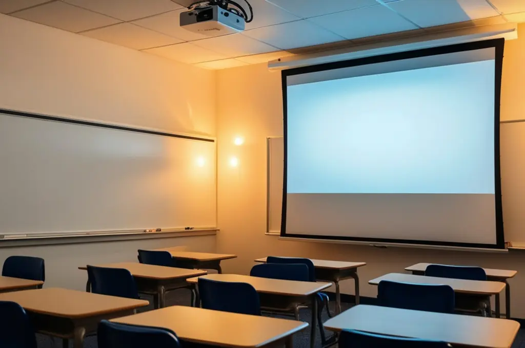 Training classroom with a projector: courses and programs at the LEMEICO Business School for entrepreneurs