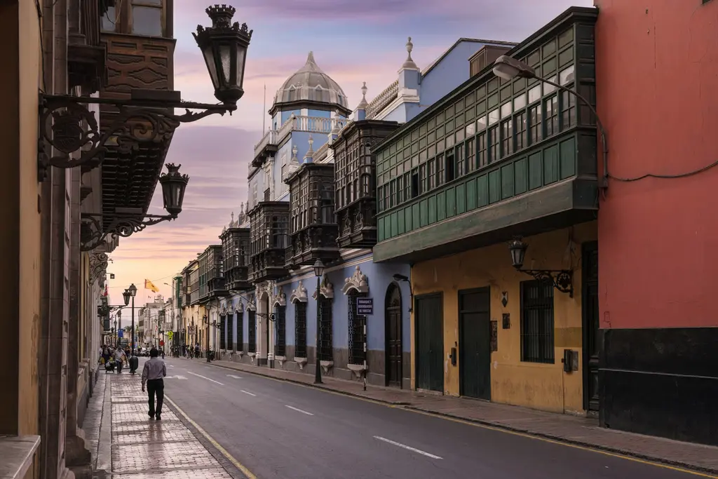 Street in Lima’s historic center with colonial balconies: the city where LEMEICO was founded in 2022